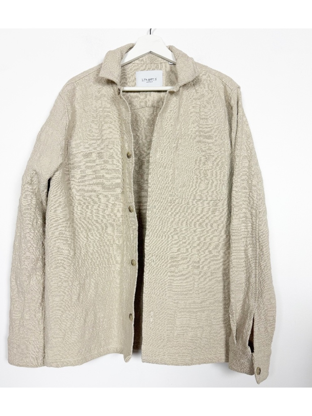 Les Deux Men's Isaac Overshirt Jacket Size M Medium Ivory Beige Button closure